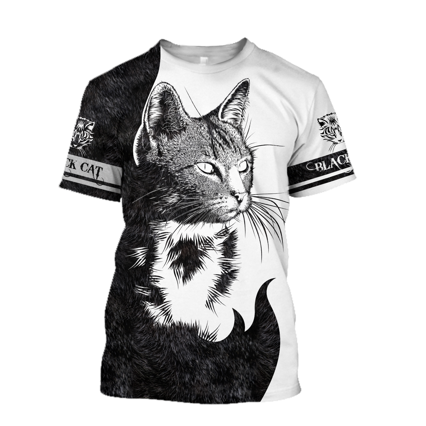 Love Black Cat Tattoo white 3D all over shirts for men and women