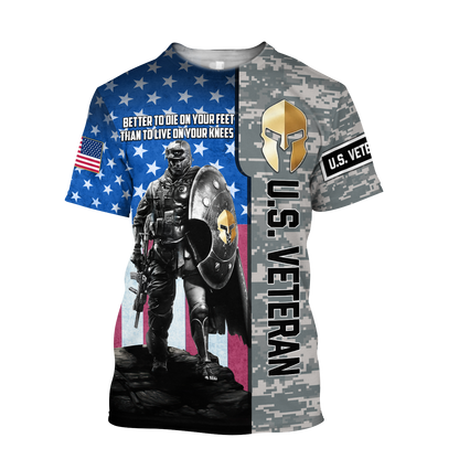 Spartan Soldier US Veteran 3D All Over Printed Shirt Hoodie MP21082020