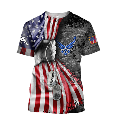 US Air Force tag Custom name 3D shirts for men and women Proud Military