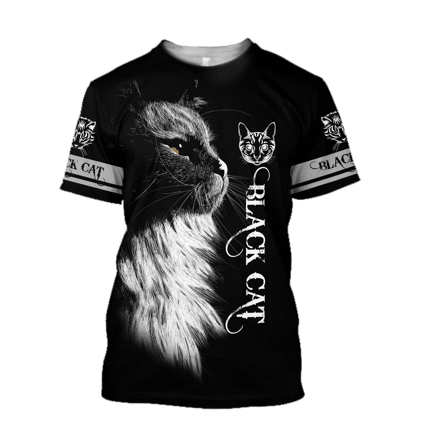 Love Black Cat Tattoo black 3D all over shirts for men and women