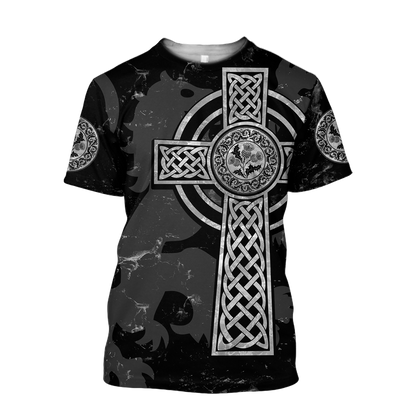 Scottish Thristle Celtic Cross grey ver1 Hoodie  AZ210202 - Amaze Style™-Apparel
