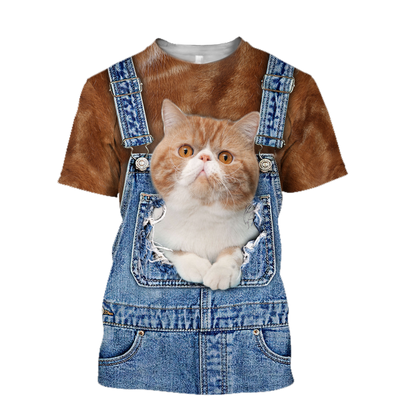 Love Cat cover Exotic Shorthair face hair 3D all over shirts