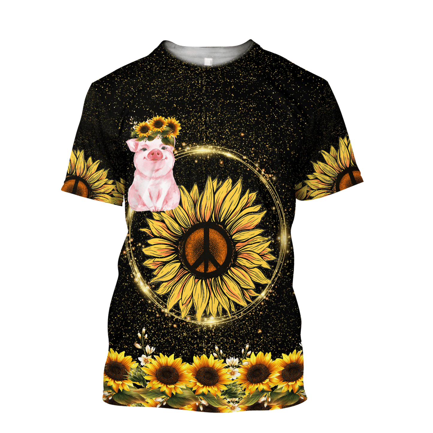 Lovely Pig And Sunflower 3D All Over Printed Shirts