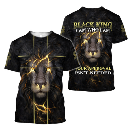 Black King-I Am Who I Am Ankh Symbol  3D All Over Printed Shirts For Men and Women Pi11062003S1
