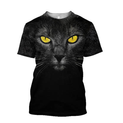 Love Black Cat cover face hair 3D all over shirts