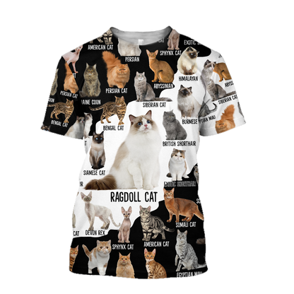 Love Cat Breeds World line premium hoodie sweatshirt