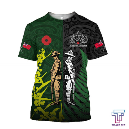 Tmarc Tee The ode remembrance Kiwi and Australia Soldier 3D print shirts
