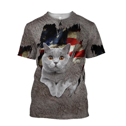 American British Shorthair cat 3D printed shirts for men and women