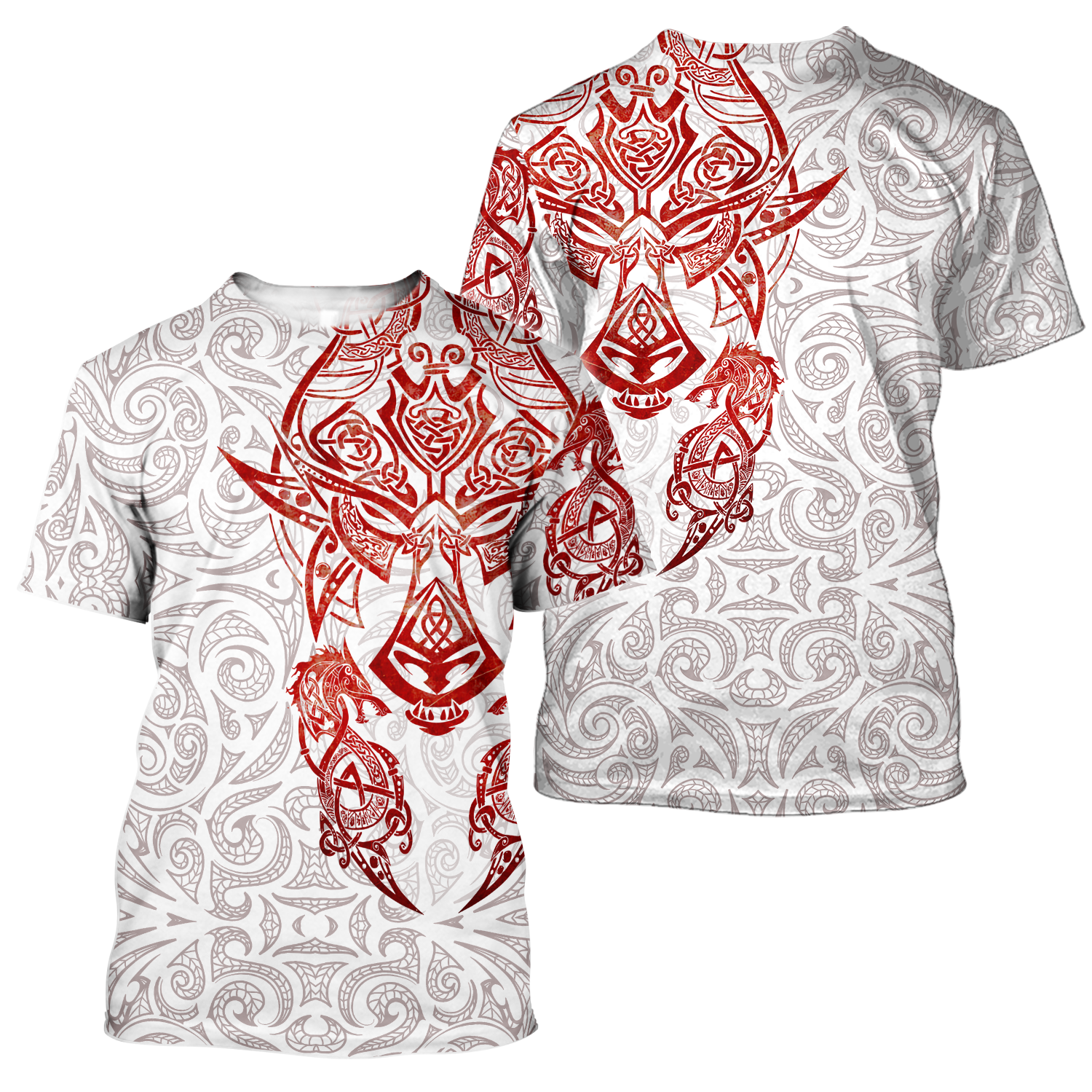 Red & White Viking Tattoo Dragon Hoodie T Shirt For Men and Women HAC150605-NM-Apparel-NM-Hoodie-S-Vibe Cosy™