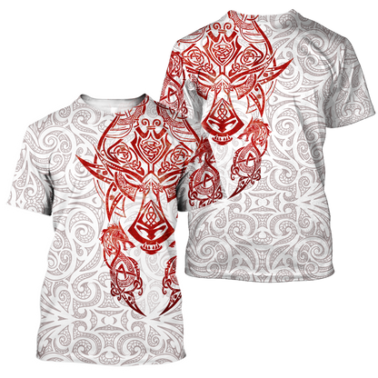 Red & White Viking Tattoo Dragon Hoodie T Shirt For Men and Women HAC150605-NM-Apparel-NM-Hoodie-S-Vibe Cosy™