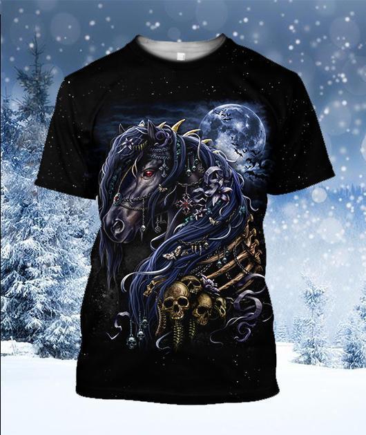 3D All Over Printed Black Horse - Amaze Style™-Apparel