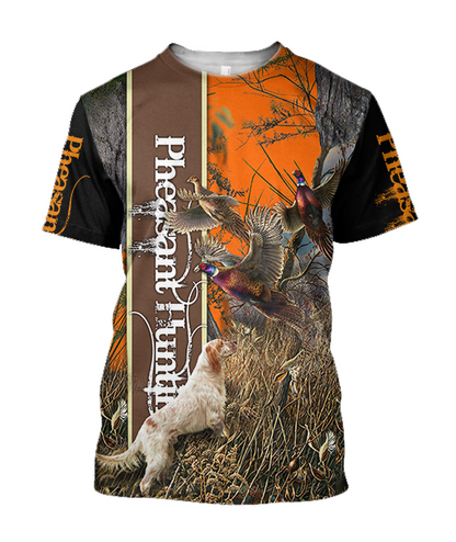 Pheasant Hunting Setter 3D All Over Printed Shirts For Men And Women JJ050201-Apparel-MP-T-Shirt-S-Vibe Cosy™