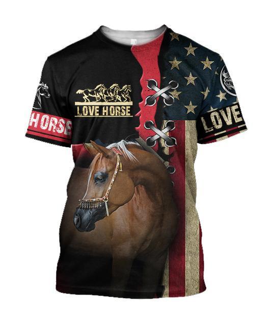Love Horse shirt flag design Daily Fashion - Winter Set for Men and Women JJ271203 - Amaze Style™-Apparel