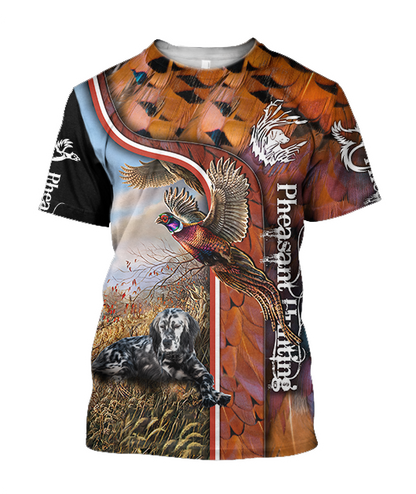 Pheasant Hunting Setter 3D All Over Printed Shirts For Men And Women JJ050202-Apparel-MP-T-Shirt-S-Vibe Cosy™
