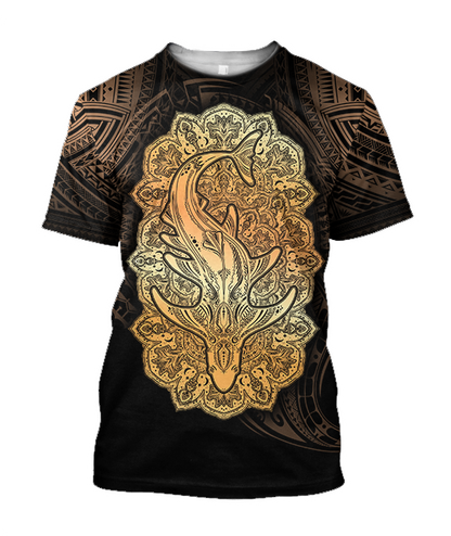 Wild Shark Polynesian 3d all over printed shirt and short for man and women JJ190202 PL - Amaze Style™-Apparel