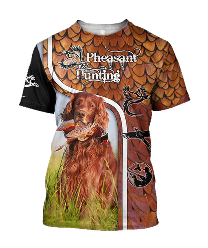 Pheasant Setter Hunting 3D All Over Printed Shirts For Men And Women JJ080202 - Amaze Style™-Apparel