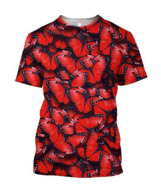3D All Over Print Red Butterflies Hoodie - Amaze Style™-Apparel