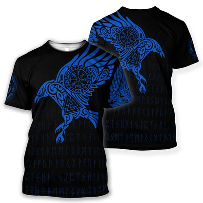 Vikings - The Raven of Odin Tattoo Blue - Amaze Style™-Apparel