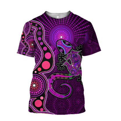 Aboriginal Australia Indigenous Purple The Lizard and The Sun shirts for men and women