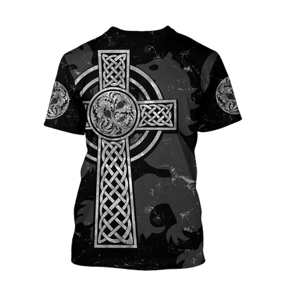 Scottish Thristle Celtic Cross grey ver3 Hoodie AZ210204 - Amaze Style™-Apparel