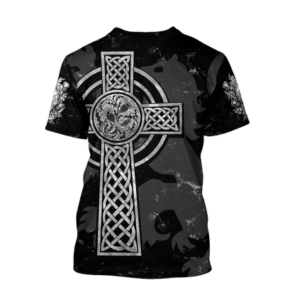Scottish St-Andrew Thristle Celtic Cross grey ver3 Hoodie AZ210208 - Amaze Style™-Apparel