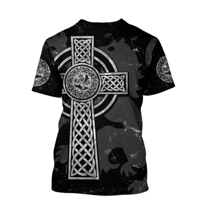 Scottish Thristle Celtic Cross grey ver1 Hoodie  AZ210202 - Amaze Style™-Apparel