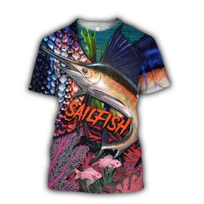 Sailfish Fishing on skin 3D all over shirts for men and women TR111201 - Amaze Style™-Apparel