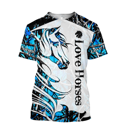 Horse Camo Blue Pattern 3D All Over Printed Shirts Pi050502 - Amaze Style™-Apparel