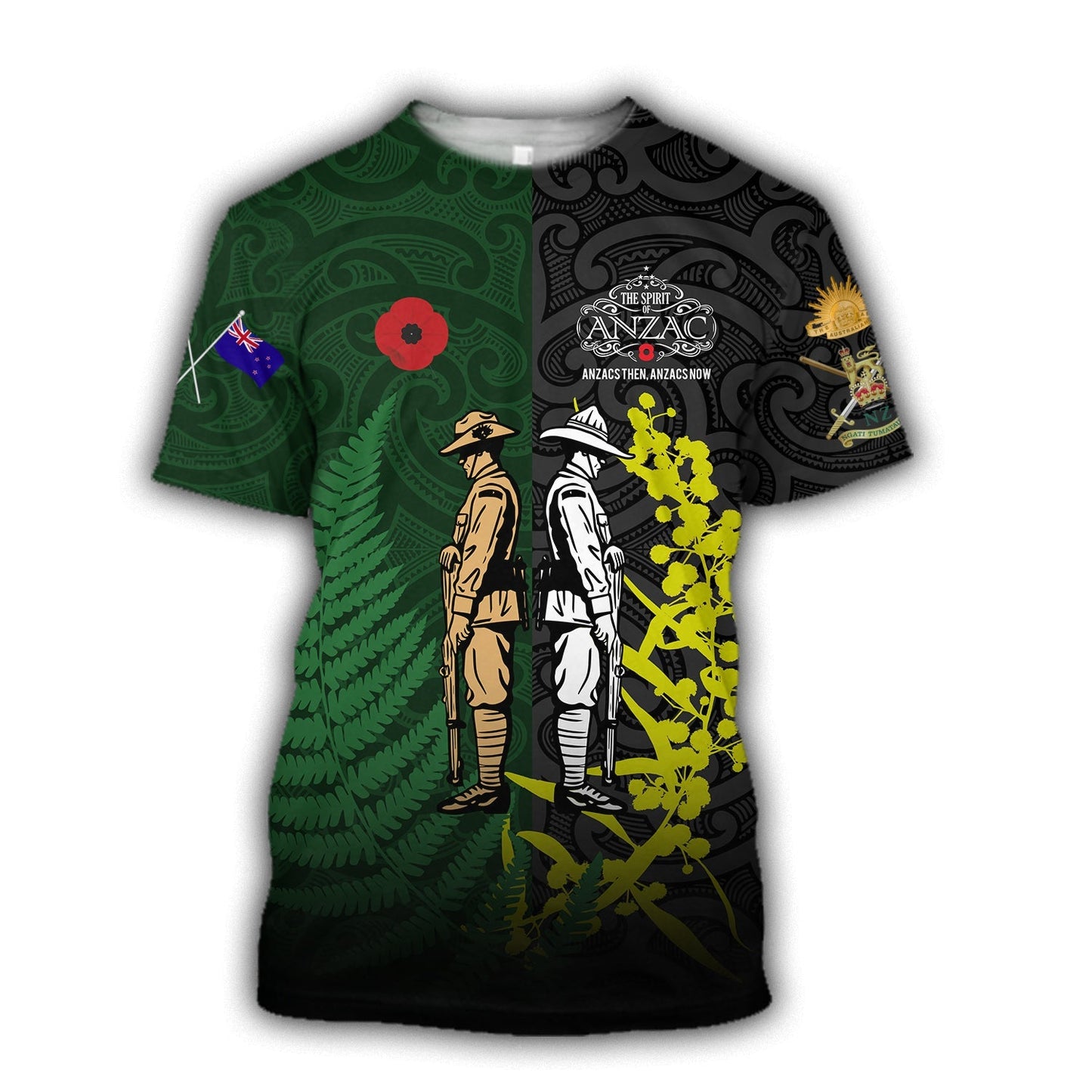 Tmarc Tee The ode Anzac day Kiwi and Australia Soldier 3D print shirts