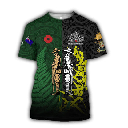 Tmarc Tee The ode Anzac day Kiwi and Australia Soldier 3D print shirts