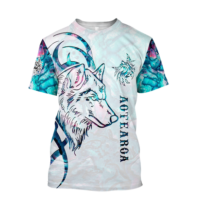 Paua shell wolf tattoo 3d all over printed shirt and short for man and women