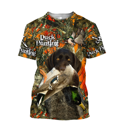 Personalized Name Hunting 3D Unisex Shirts Duck Hunting Labrador Retriever Orange Camo