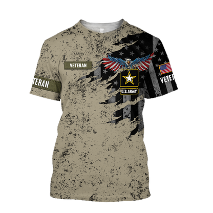 Veteran US Army Eagle in my heart 3D shirts for men and women Proud Military