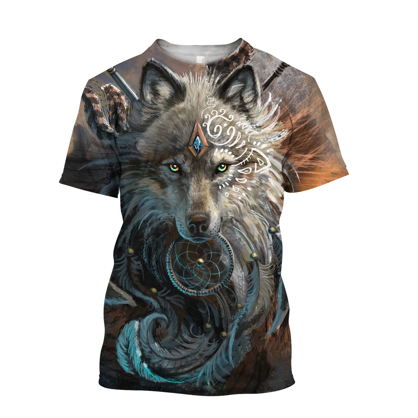Native American Wolf Hoodie T Shirt For Men and Women HAC220401-Apparel-NM-T-Shirt-S-Vibe Cosy™