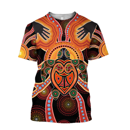 Aboriginal Turtle Touch the Sun Bedding Set, Australia Indigenous Painting Art shirts for men and women