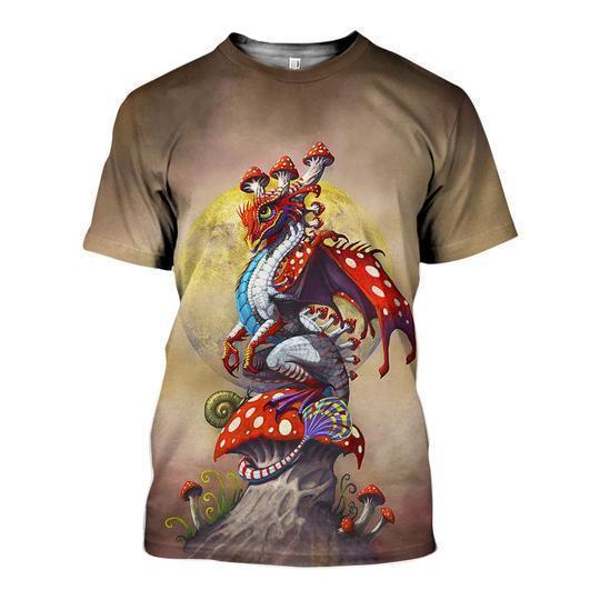 3D ALL OVER PRINTED MUSHROOM DRAGON SHIRTS-Apparel-6teenth World-T-Shirt-S-Vibe Cosy™