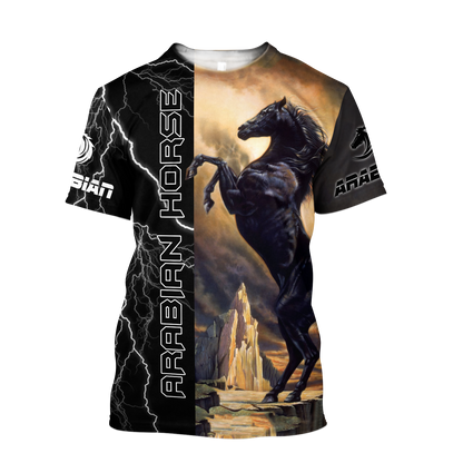 Black Stallion Arabian Horse 3D All Over Printed Shirt Hoodie Pi301202 - Amaze Style™-Apparel