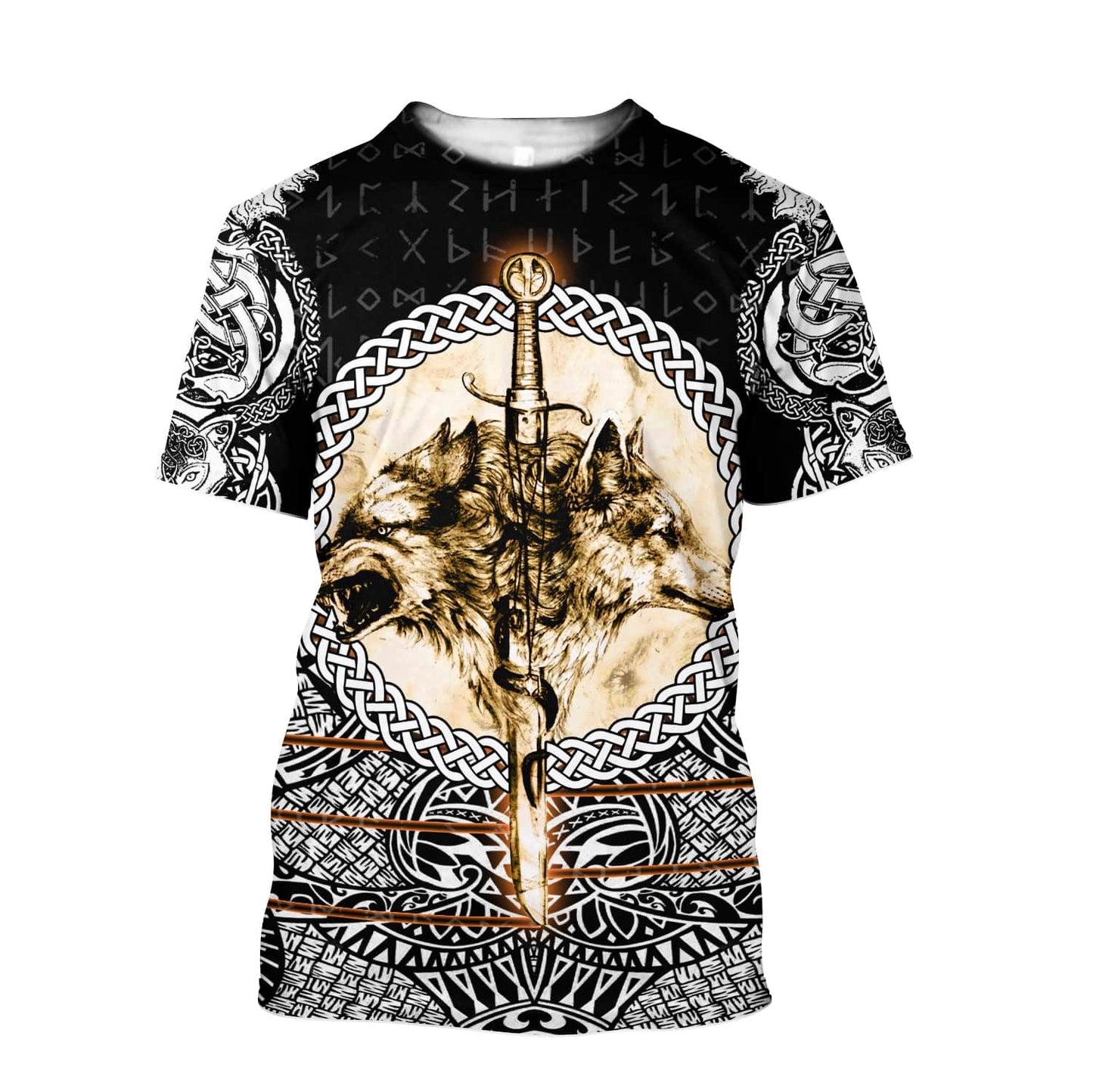 Wolf & Viking Tattoo 3D Over Printed Hoodie for Men and Women-ML