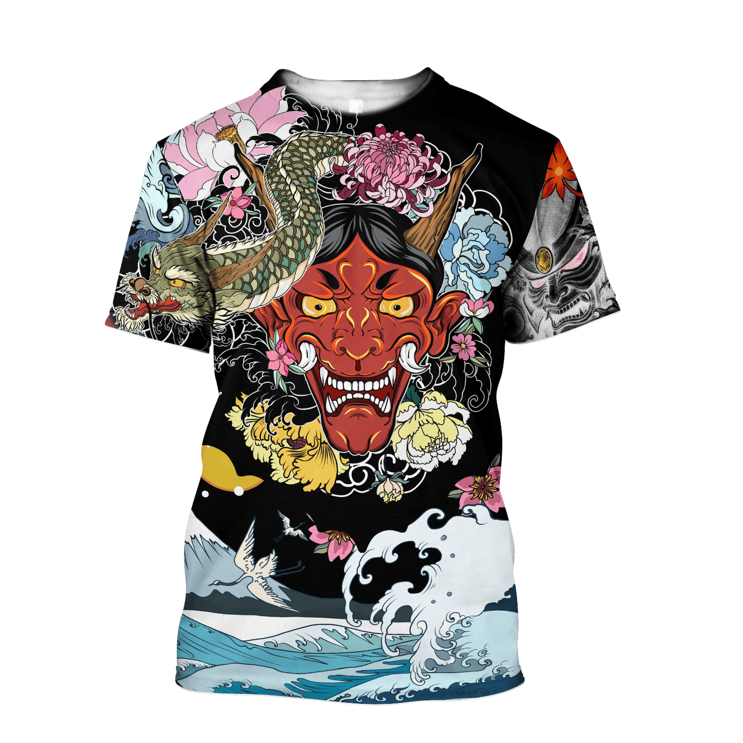 Japanese Oni Mask Tattoo 3D Over Printed Unisex Hoodie-ML