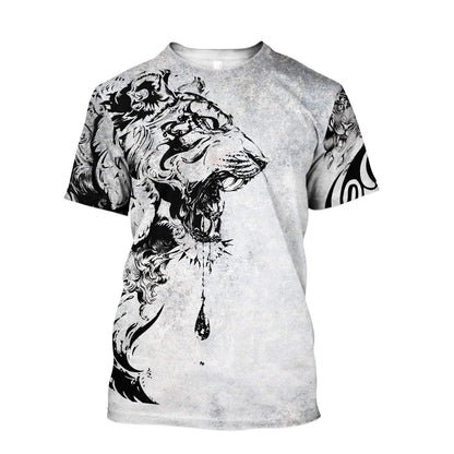 Power Tiger Tattoo 3D Over Printed Hoodie Tshirt for Men and Women-ML