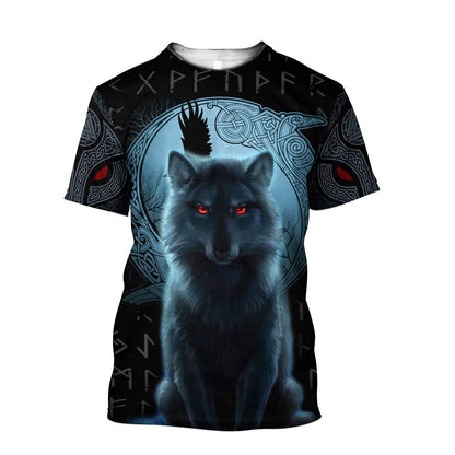Fenrir Viking Wolf And Moon 3D Over Printed Hoodie for Men and Women-ML