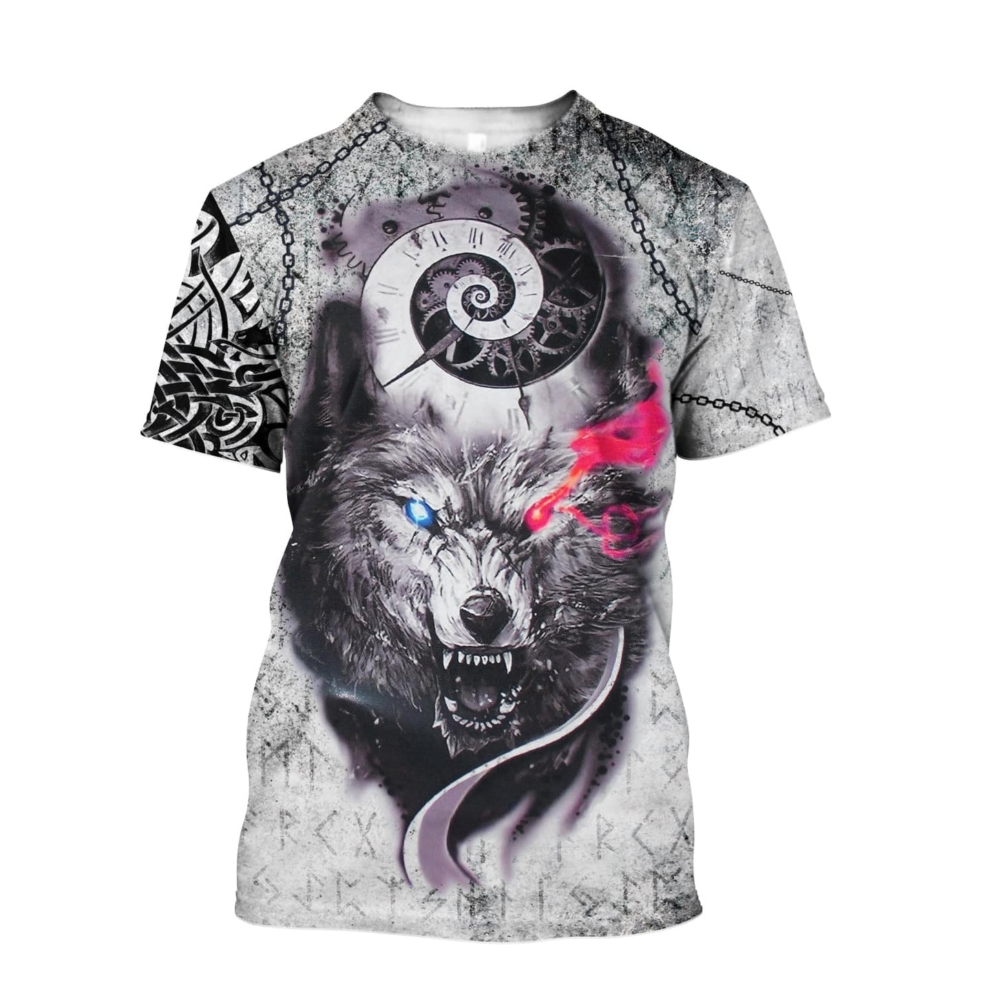 Gray Wolf Tattoo 3D Over Printed Hoodie for Men and Women-ML