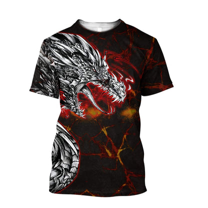 Dragon Lava Art 3D Over Printed Hoodie Tshirt for Men and Women-ML