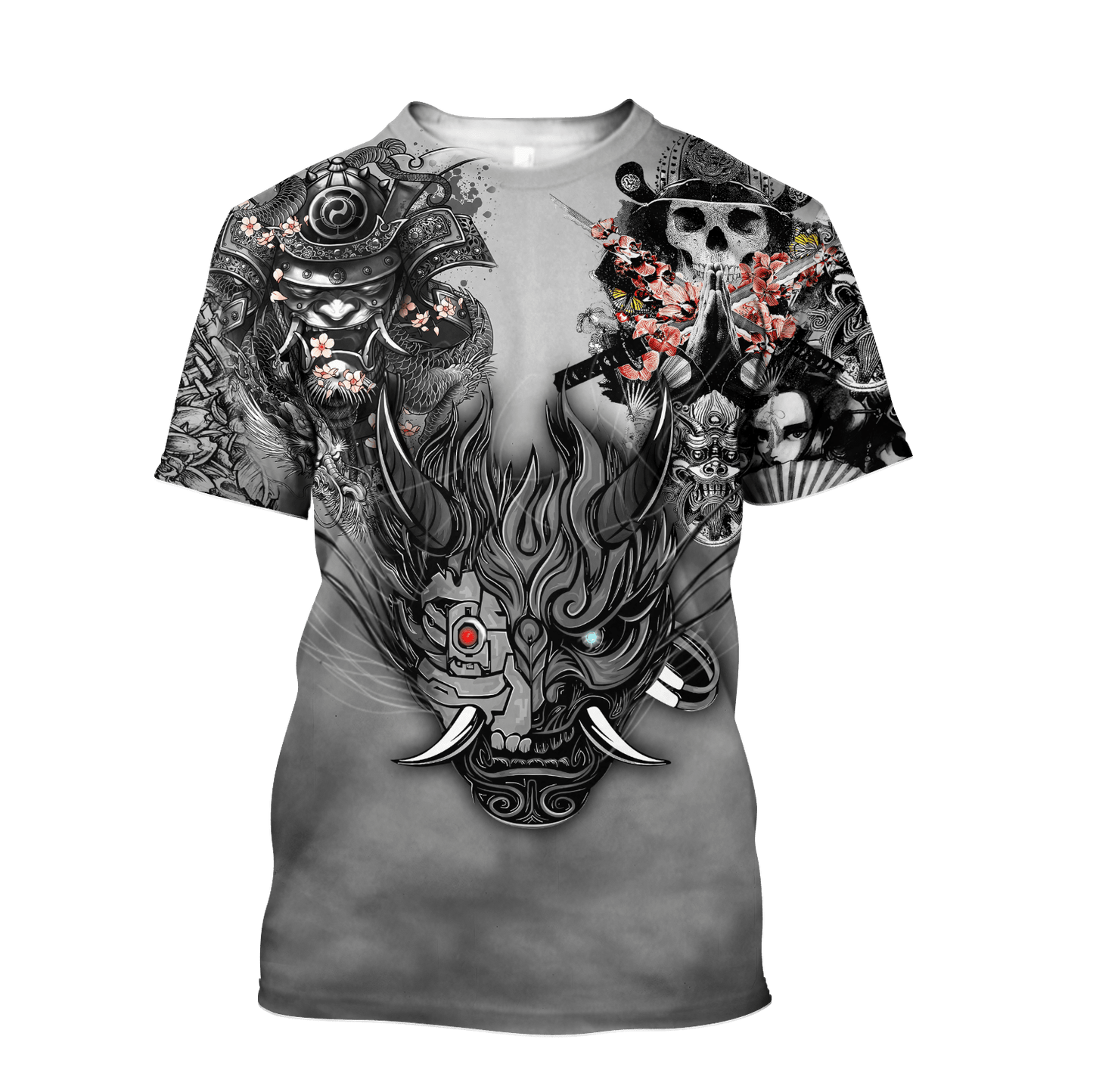 Samurai Oni Mask Tattoo 3D Over Printed Unisex Hoodie-ML