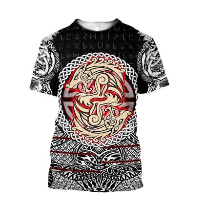 Fenrir Viking Tattoo 3D Over Printed Hoodie for Men and Women-ML