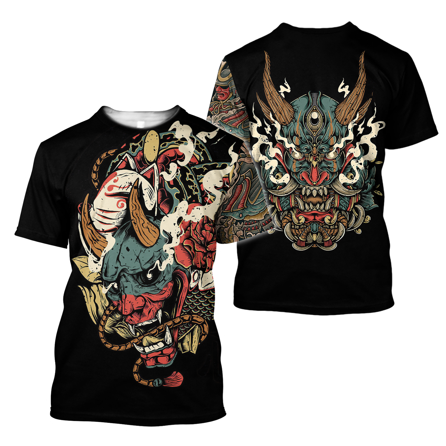 Oni Mask Tattoo 3D Over Printed Shirt for Men and Women