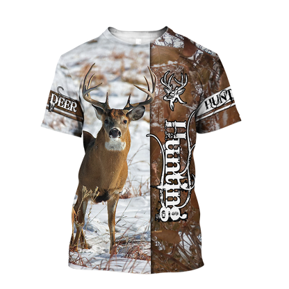 Premium Deer Hunting for Hunter Winter Camo 3D Printed Unisex Shirts