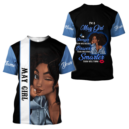 May Girl Customize Name 3D All Over Printed  Unisex Hoodie