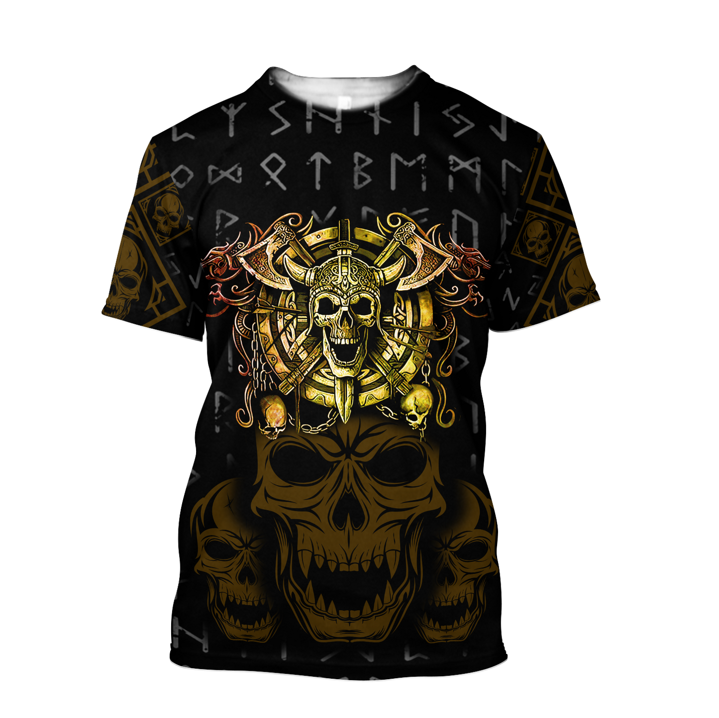 Premium Unisex All Over Printed Golden Viking Skull Shirts MEI