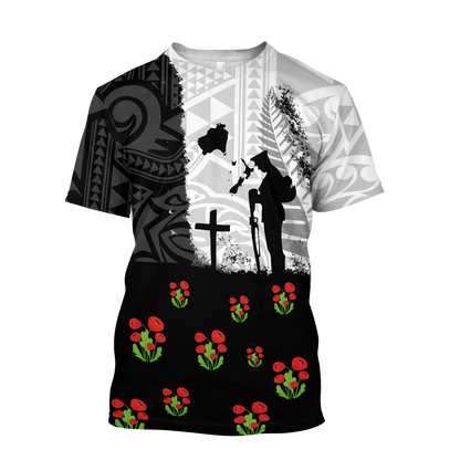 Anzac day new zealand australia lest we forget 3d all over printed shirt and short for man and women